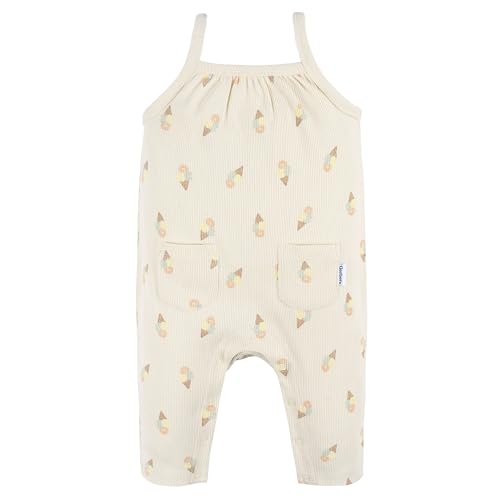 Image of Gerber Baby Girls' Sleeveless Cotton Long-Leg Romper Jumpsuit