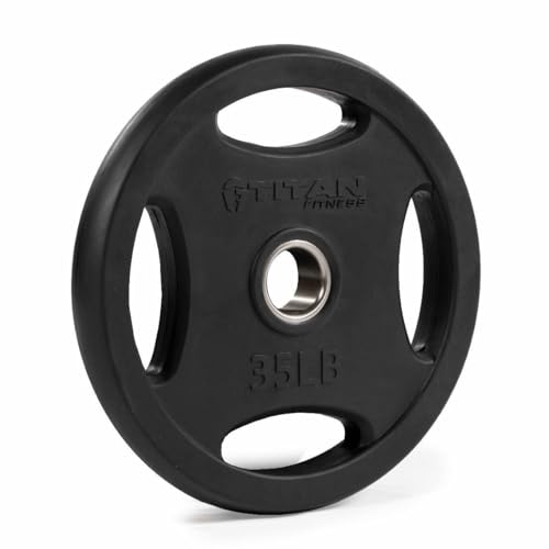 Titan Fitness 35 LB Single Black Grip Plate Cast Iron and Rubber Coating Sold as a Single Plate