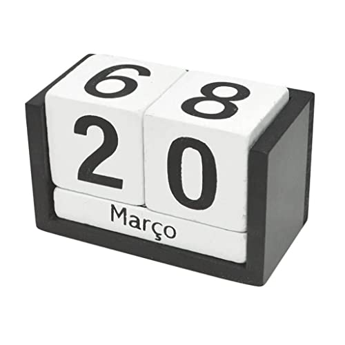Calendário Permanente De Madeira - Preto e Branco