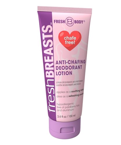 Fresh BREASTS Anti Chafe Cream Lotion to Powder, 3.4oz - Chafing Deodorant for Women, Inner Thighs & Areas that Sweat, No Talc, Aluminum and Fragrance