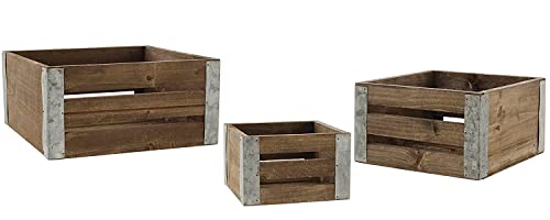 The Bridge Collection Rustic Wooden Crates with...