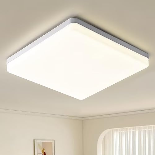 Riserva Plafonnier LED Carré, 48W Lampe de Plafond LED, IP44 4500K Plafonnier LED Moderne, Luminaire Plafonnier pour Salle De Bain, Salon, Cuisine, Chambre,...