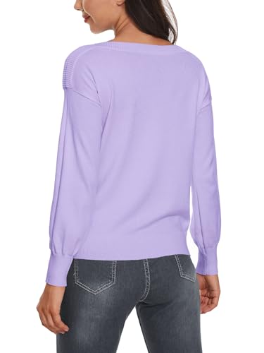 Women's Boat Neck Long Sleeve Sweaters Casual Lightweight Knit Pullover Tops Fall Winter Trendy3