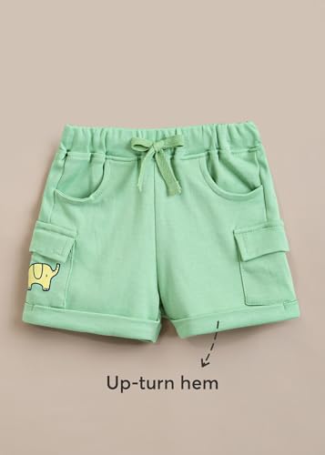 Image of Hopscotch Baby Boys Animal Print Short Sleeves Yellow Short set