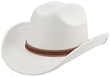 Melesh Western Cowboy Hat for Women Men Small Short Wide Brim Beach Cowgirls Cattleman Cowboys Hats (US, Alpha, One Size, Ivory)