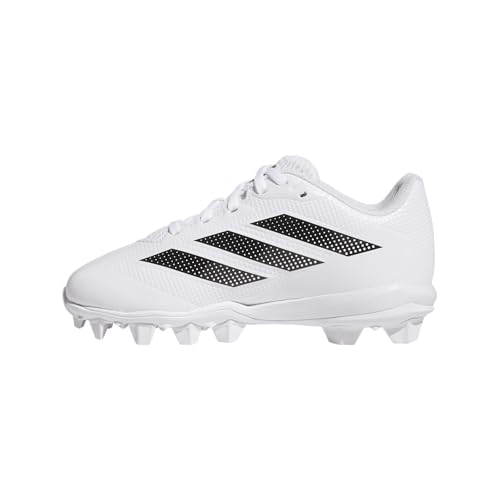adidas Adizero Instinct 2.0 Molded Softball Sneaker, White/Black/Black, 11 US Unisex Little Kid
