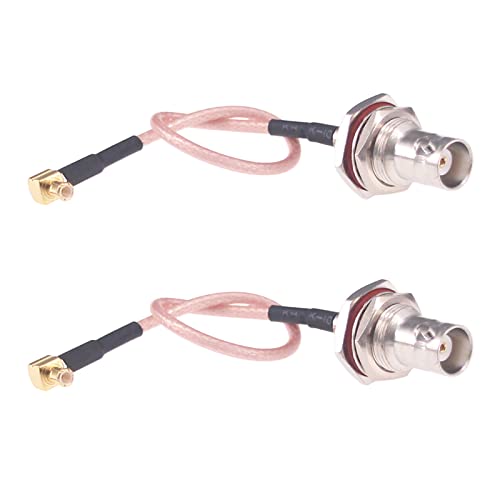 RFaha 2pcs RF coaxial Coax MCX Male Right Angle to BNC Female Cable RG316 15cm 6in(F162-2)