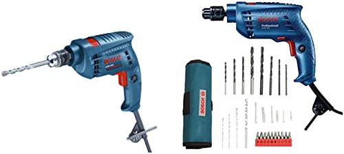 Bosch GSB 501 500-Watt Professional Impact Bosch Drill Machine (Blue),Corded Electric & GSB 450-Watt Impact Drill Set (Blue, 100-Pieces)