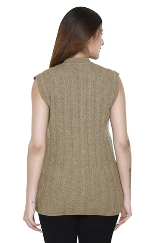 Image of aarbee Self Design Sleeveless V Neck Woollen Cardigan for Women with Front Pockets