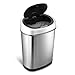 Ninestars DZT-42-9 Automatic Touchless Infrared Motion Sensor Trash Can, 11 Gal 42L, Stainless Steel Base (Oval, Silver/Black Lid)