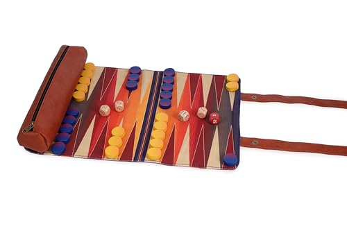 Juego de mesa Backgammon patrón Pendleton para viaje miniatura 7
