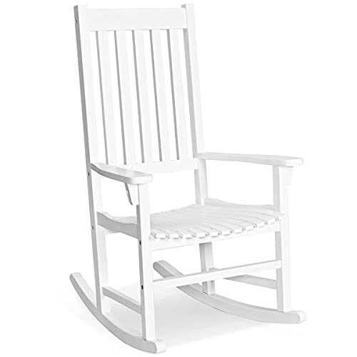 GIANTEX Mecedora de Jardín de Madera, Mecedora con Reposabrazos, Resistente a la Intemperie, Apta para Salones, Balcones y...