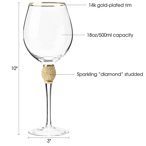 Image of Melbify Jewel Stem Wine Glass Gift Set| Set of 2 Glasses | 500 ML | Ultra-Premium| Diamond-Studded | Limited Edition| Ideal for Wedding Gifts & Anniversary