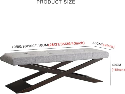 Banc d'appoint moderne avec base en métal robuste et assise premium en lin