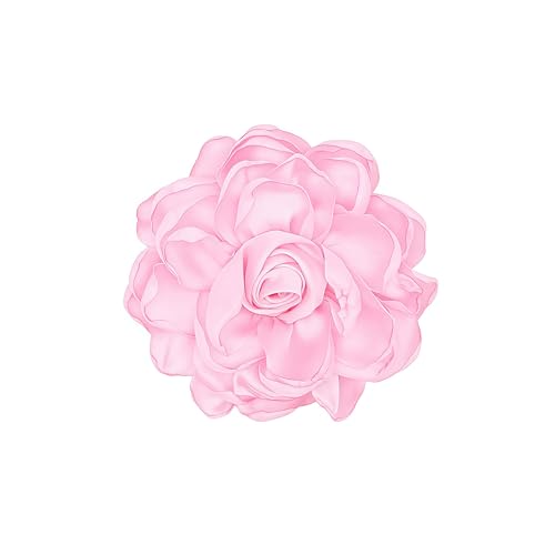 Image of Extra Large Satin Fabric Flower Brooch for Women Elegant Rose Camellia Floral Brooch Pin Handmade Big Satin Fabric Flower Statement Brooch Pin Vintage Clothing Hat Bag Accessories Christmas Wedding Bridal Birthday Jewelry