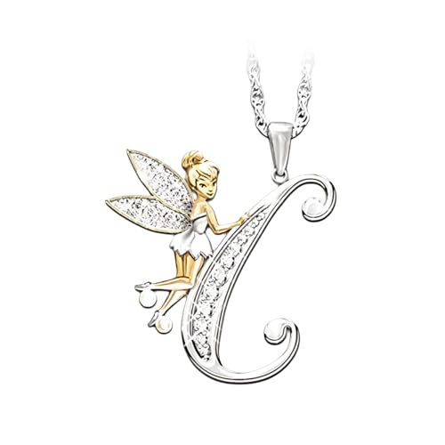 Collier fée Clochette cristal fleurs argent 925 pour pendentif femme