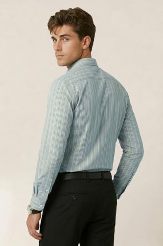 Image of Peter England Men Polycotton Striped Slim Fit Shirt