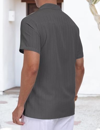 Men Henley Textured Knit Polo Shirts Regular Fit Stretchy Short Sleeve Golf Shirts4