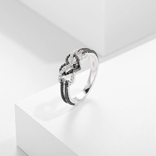 Infinite Love Heart Shaped Ring Set for Her and Him Silver Celtic Dragon Ring Matching Lover Couple Rings for Wedding Bands Anniversary Engagement Promise Rings Bridal Sets4