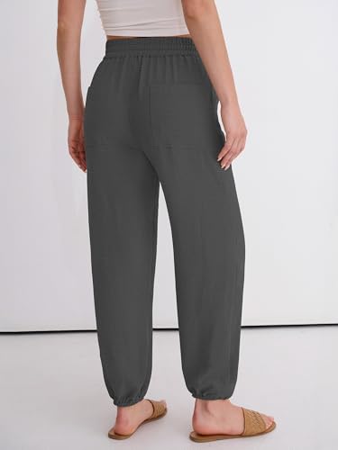 Image of ANRABESS Womens Pants Elastic Waist Summer Casual Harem Barrel Lounge Work Slacks Cropped Beach Vacation Clothes with Pockets