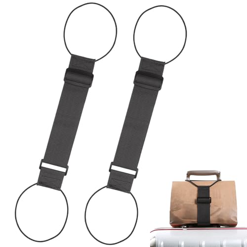 2 Pcs Multi Use Strong Adjustable Luggage Connector Straps 2026 New Colorful Luggage Strap Belts for Suitcases Flexible Elastic Fastening Belt for Travel Suitcase (Black)