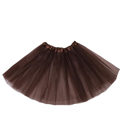 Womens Tutu Skirt 50s/80s Vintage Ballet Dance Skirts for Cosplay Party Neon Tutu Costume Skirts for St Patricks/Halloween (One Size Brown)