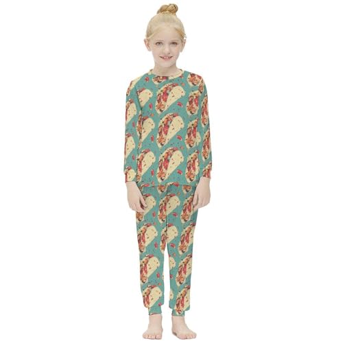 Burrito Tortilla PatternGirls Pajamas, Long-sleeved Casual Pajamas And Home Clothes10-12Y（150cm）