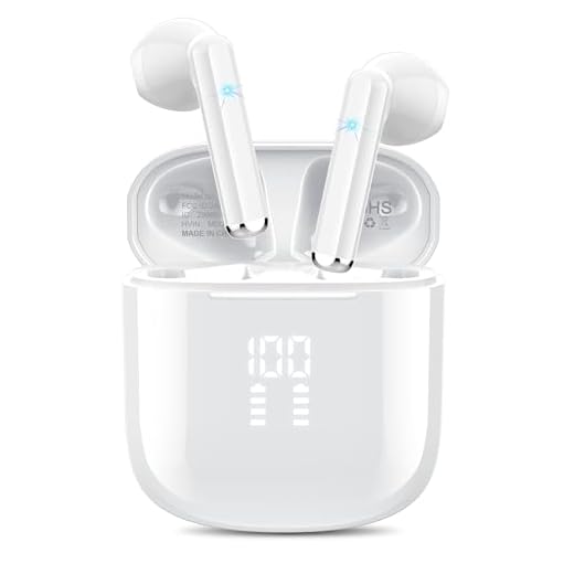 OYIB Wireless Earbuds, Bluetooth 5.3 Headphones with 4-Mics ENC Clear Call, Bluetooth Earbuds Touch Control 25Hour Stereo Sound with LED Power Display, Waterproof Earphones Sprot for Workout White