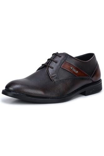 Image of OCIO Shoes Casual Derby Shoes for Men O4326 - Stylish Lace-Up Synthetic Leather Shoes with TPR Sole