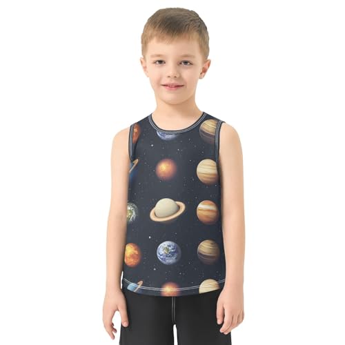 Boys Tank Top Shirts Stars Planets Universe Sleeveless T-Shirts Crew Neck for Kids Clothing Children2