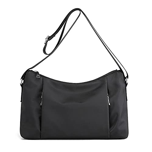 Sac à main en nylon pour femme noir en taille medium offrant une grande capacité au quotidien