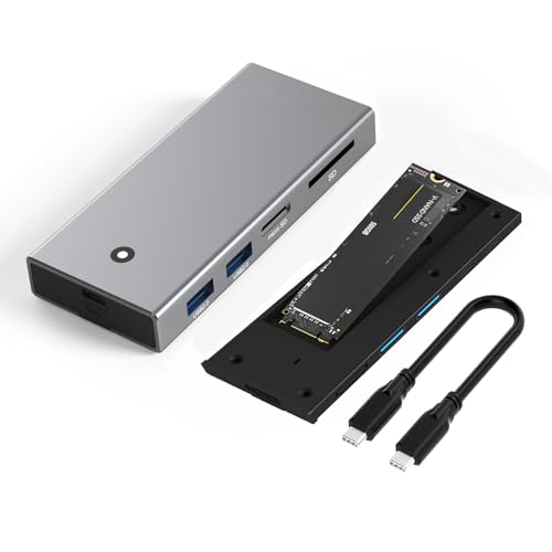 Station d'accueil 4 en 1 USB C en aluminium pour SSD M.2 avec ports SD et USB