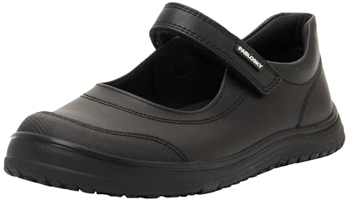Chaussure de robe Pablosky 355415 d'uniforme pour fille en cuir noir résistant