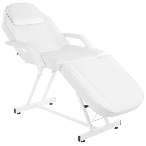Bonnlo Camilla Masaje Plegable, Camilla Masaje, Cama de Masaje para Salones de Belleza, SPA y Peluquerías, Blanco (Blanco)