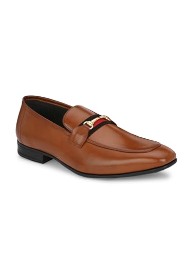 Image of San Frissco Men's Formal Loafers Leatherette Trending Shoes with Buckle,Semi Casual Cushioned Footbed Formal Moccasin for Office, Party Slip-On Loafers,Elegant, Lightweight & Comfortable