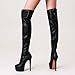 Bapolee Fashion Women's Over Knee High Stiletto Platform Heel Boots Night Sexy Black Leather Thigh High Boots