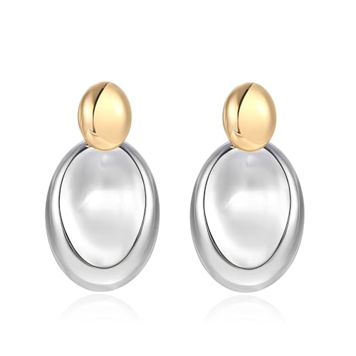 1Pair 18K Gold Plated Stainless Steel Drop Dangle Earrings for Women WaterProof Non Tarnish Hypoallergenic Multiple Styles Trendy Gold and Silver Plated Dangle Earrings Dainty Jewelry Gifts