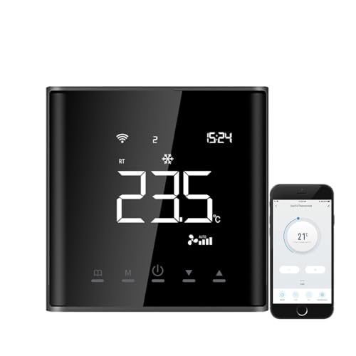 Wifi Thermostat for Fan Coil Units Tuya Smart Central AC Thermostat,2 Pipe 240V HVAC Fan Coil Thermostat,Works with Alexa and Google Home (WiFi Version)