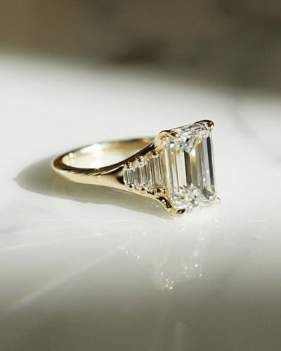 AARK & CO 2.20Ct Emerald Cut Lab Created Diamond Solitaire Woman's Engagement Ring 14K Yellow Gold Finish3