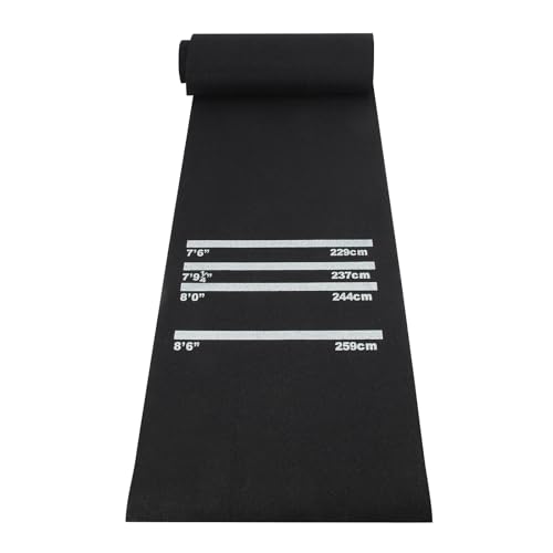 Youyijia Dartmatte mit 4 Abwurfdistanzen 300 cm x 62 cm rutschfeste Gummimatte für den Boden Schwarz