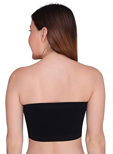 PLUMBURY Women's Strapless Seamless Padded Bandeau Tube Bra, Removable Pads, Free Size Wire Free 96% Nylon, 4% Spandex - Image 4