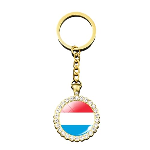Mode Bohême Drapeau Badge Porte-Clés Luxembourg Frace Drapeau Pendentif Charme Brillant Cristal Porte-Clés Porte-Clés Bijoux Accessoires Cadeaux Pour Femmes Hommes, Porte-Clés De Mode, Long: