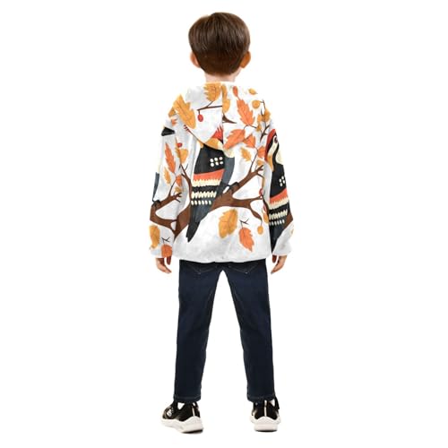 Woodpecker Bird Girls Fleece Jacket Girls Fall Jacket Girls Zip Up Hoodie Girls Sherpa Jacket 2-10T4
