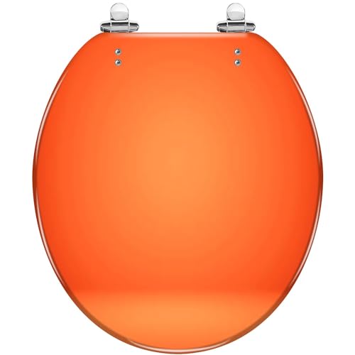 Round Toilet Seat Empty orange studio room used as for display your products Resin Toilet Seat Slow Quiet Close with Quick-Release Hinges Toilet Seat with Cover Easy to Clean Install
