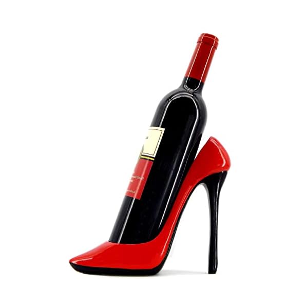 Bellaa 21381 Wine Bottle Holder Shoe Red Black High Heel Shaped Stiletto 8 Inch Tall - Image 6