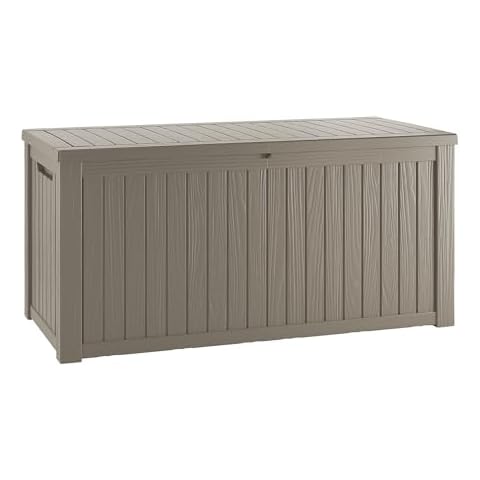 TARKARI 180 Gallon Resin Deck Box, Waterproof Outdoor Storage Box, Lockable for Patio Furniture, Garden Tools, Pool Accessories, UV-Resistant for All Weather Use, Coffee Cover