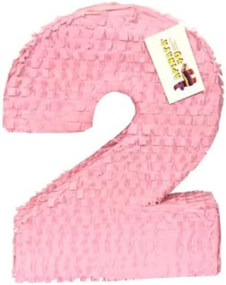 APINATA4U Large 20" Solid Light Pink Number Two Piñata Second Birthday 20"