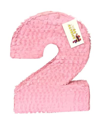 APINATA4U Large 20" Solid Light Pink Number Two Piñata Second Birthday 20"