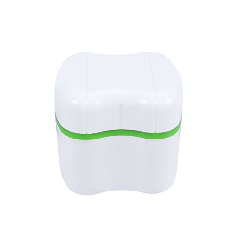 ROSENICE Astuccio contenitore per dentiera con contenitore per risciacquo (verde)