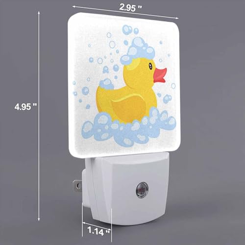 Image of LED Night Light,Cartoon Yellow Rubber Duck LED Night Light Plug into Wall with Dusk to Dawn Light Sensor White Energy Efficient Nightlight for Bedroom Bathroom Hallway Living Room Kitchen